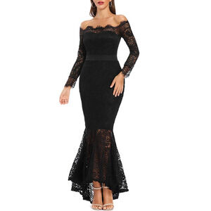 Women's Whismigoth Dark Mermaid Dress Evening Gown Floral Lace Ethereal Large